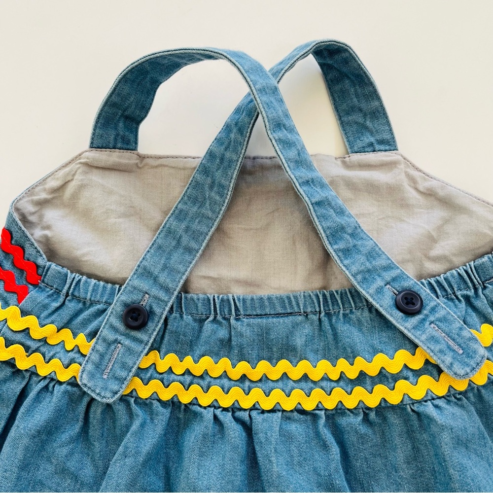 NWT Hanna Andersson 85(2T) Ric Rac Chambray tiered dress - Picture 6 of 6
